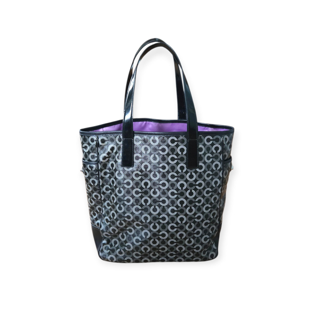 Coach Waverly Vintage Dot OP Art Coated Canvas Tote Bag‎ Rare